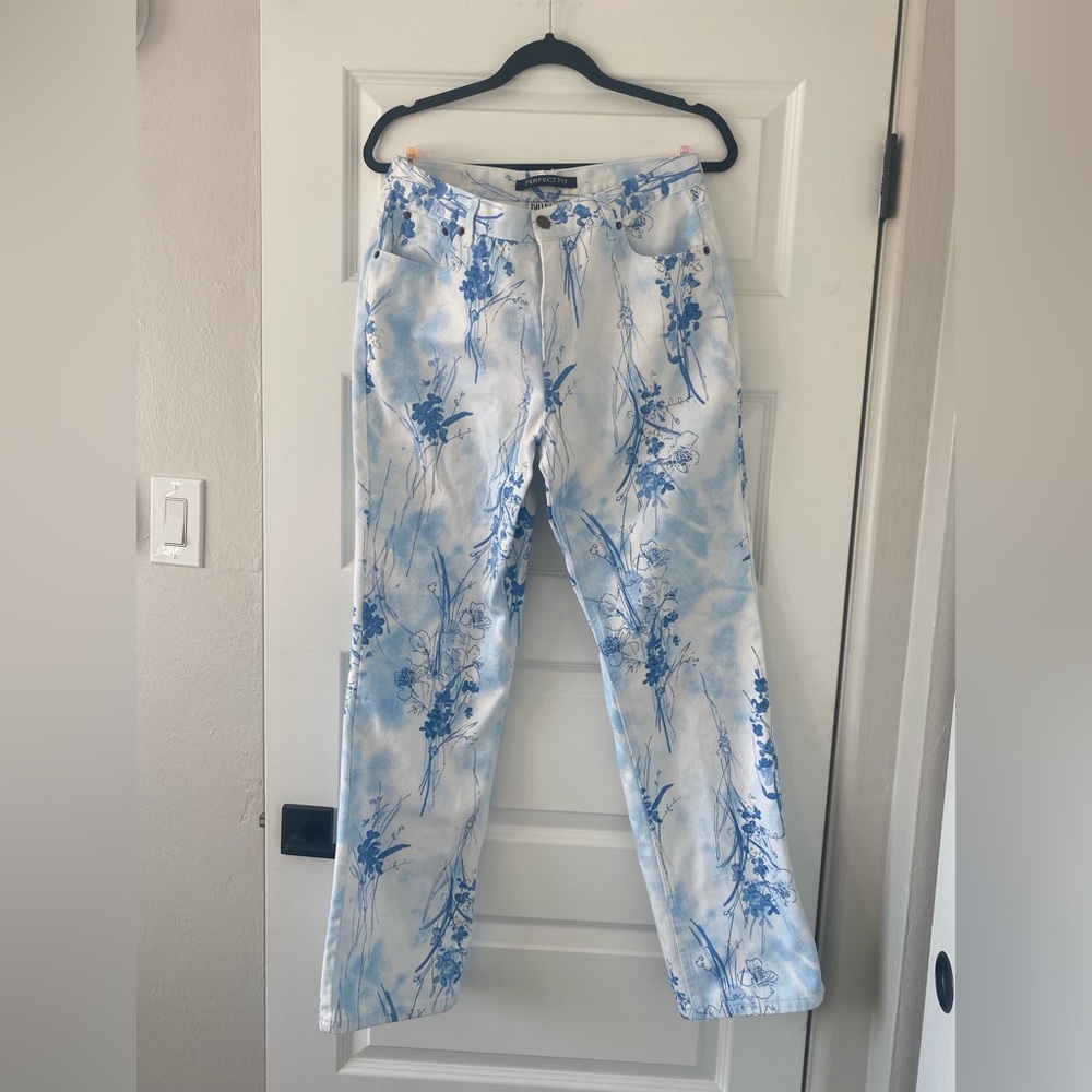 Vintage 90s Bill Blass Floral Jeans